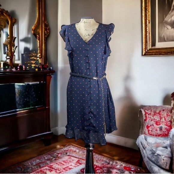 Cece Blue and red ruffled polkadot dress - Picture 11 of 11